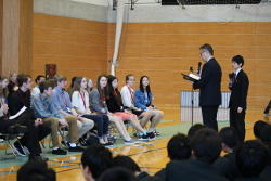 樽野校長先生より歓迎の言葉　もちろん，英語です!!